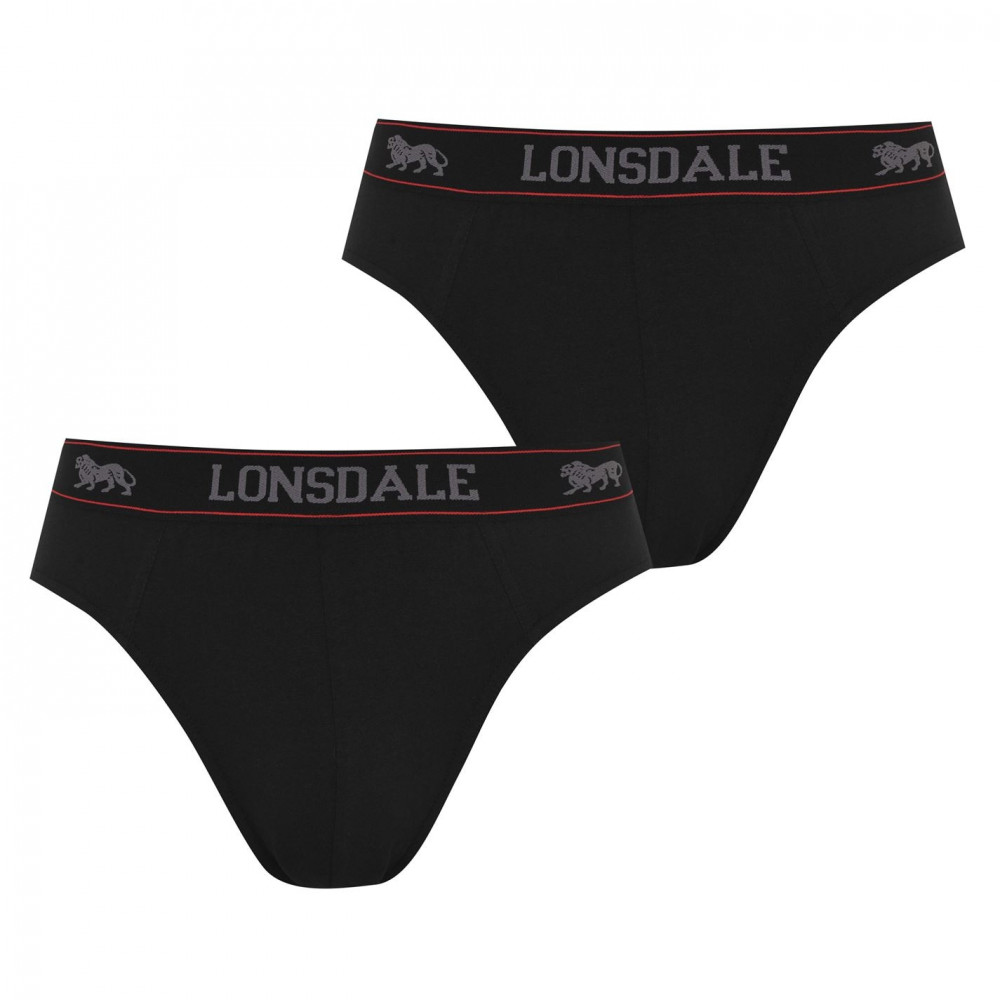 Lonsdale Pánske Slipy 2 Pack Čierne