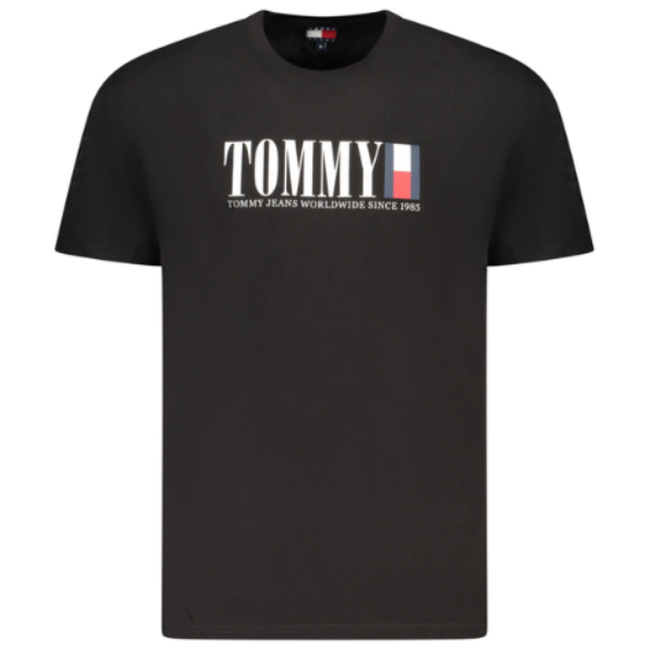 Pánske Tričko Tommy Hilfiger Krátky rukáv Čierne Logo Bavlna Regular Fit