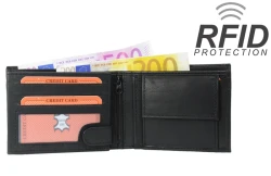 P�nska Ko�en� Pe�a�enka IMPEX RFID ochrana - �ierna ko�a nappa 12x9 cm
