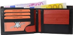 P�nska Ko�en� Pe�a�enka IMPEX - �ierno �erven� ko�a nappa 12x9cm