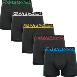 P�nske Bavlnen� Boxerky GIANVAGLIA 5-balenie GVG 5008 - dar�ekov� balenie, �ierna