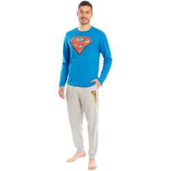 Superman Pánske Pyžamo 2 diely Modré Šedé