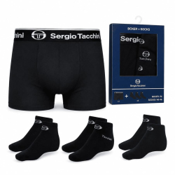 Sergio Tacchini p�nsky set � boxerky + 3 p�ry sneaker pono�iek, pohodln� p�nske spodn� pr�dlo, �ierne