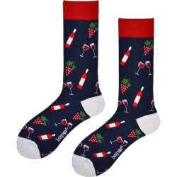 P�nske Pono�ky BENYSON organick� bavlna, vesel� t�ma �erven� v�no, tmavo modr�, �erven�