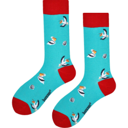 P�nske Pono�ky BENYSON organick� bavlna, vesel� t�ma kormor�n, tyrkysov�, �erven�