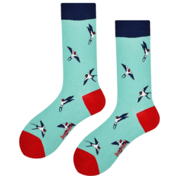 P�nske Pono�ky BENYSON organick� bavlna, vesel� t�ma �ervenohl�vky, tyrkysov�, �erven�