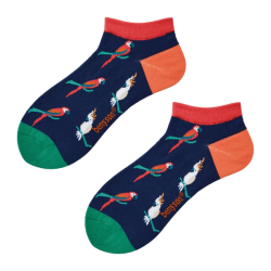 P�nske �lenkov� Pono�ky BENYSON organick� bavlna, vesel� t�ma papag�je, modr�