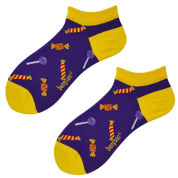 P�nske �lenkov� Pono�ky BENYSON organick� bavlna, vesel� t�ma cukr�kov, modr�