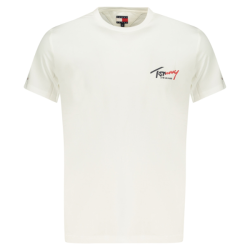 P�nske Tri�ko s kr�tkym ruk�vom TOMMY HILFIGER Bavlna Podpis Slim Fit - biela