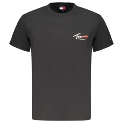 P�nske Tri�ko s kr�tkym ruk�vom TOMMY HILFIGER Bavlna Podpis Slim Fit - �ierna