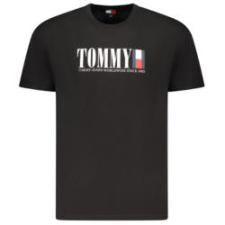 P�nske Tri�ko Tommy Hilfiger Kr�tky ruk�v �ierne Logo Bavlna Regular Fit
