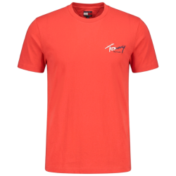 P�nske Tri�ko s kr�tkym ruk�vom TOMMY HILFIGER Bavlna Podpis Slim Fit - �erven�
