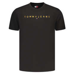 P�nske Tri�ko s kr�tkym ruk�vom TOMMY HILFIGER Bavlna mini Logo Slim Fit - �ierna