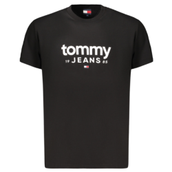 P�nske Tri�ko s kr�tkym ruk�vom TOMMY HILFIGER Bavlna Logo Slim Fit - �ierna