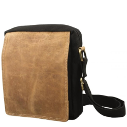 P�nska Ko�en� Crossbody ta�ka s chlop�ou IMPEX - �ierna/svetlo b�ov� 19x23x5cm
