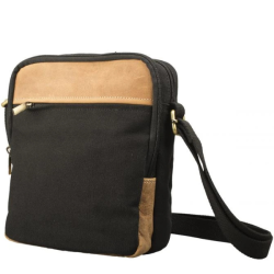 P�nska Ko�en� Crossbody ta�ka IMPEX - �ierna/svetlo-b�ov� 20x24x8cm