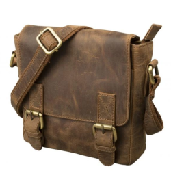 P�nska Mal� Ko�en� Crossbody Ta�ka s chlop�ou IMPEX - olejovan� hov�dzia ko�a Hunter 23x24x6cm