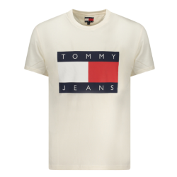 P�nske Tri�ko s kr�tkym ruk�vom TOMMY HILFIGER Bavlna ve�k� Logo Slim Fit - biela/okrov�