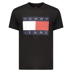 P�nske Tri�ko s kr�tkym ruk�vom TOMMY HILFIGER Bavlna ve�k� Logo Slim Fit - �ierna