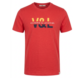 Pr�miov� P�nske Tri�ko s kr�tkym ruk�vom V&L oversized fit - v�berov� bavlna �erven�